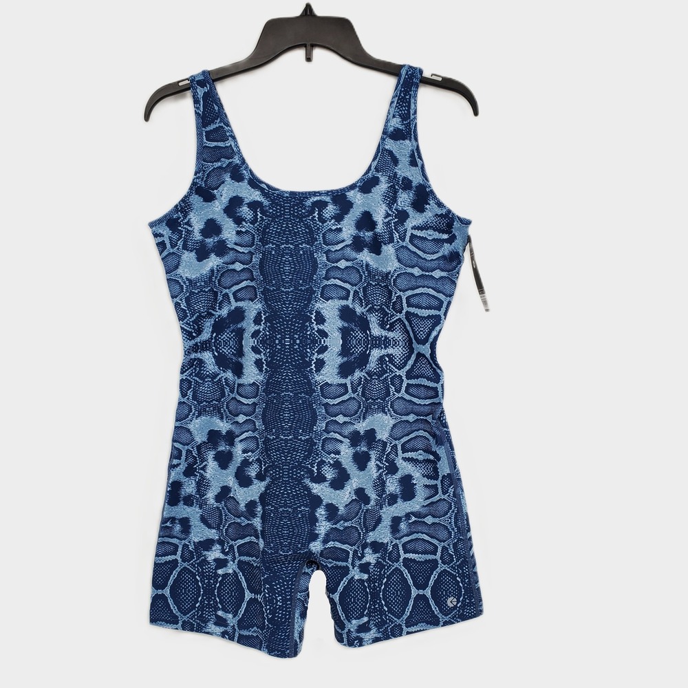 Ethika Womens Bikershort Romper XL Navy Blue Snakeskin Print Bodysuit WABR2272